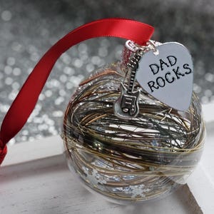 Guitar String Ornament, Guitar Christmas Tree Ornament, Custom Name Guitar Pick, Personalized Music Gift for Guitar Player, Musician Gift