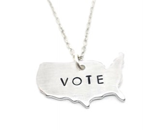 Vote Necklace, USA Election Day Jewelry, Voting Necklace, Election Day Jewelry, Political Theme Gift, Activist Gift, Voter Swag, Voting Gift