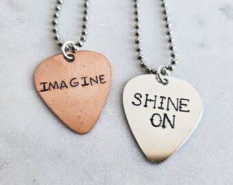 Engraved Guitar Pick Necklace, Personalized Name or Message, Song Lyric Jewelry, Music Lover Gift, Musician Jewelry, Band Merch