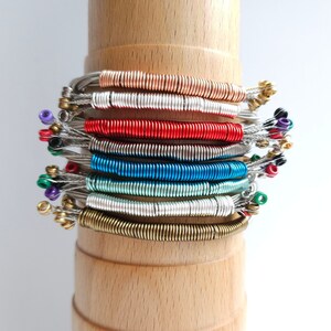 Recycled Guitar String Bracelet, Colorful Bangle, Music Jewelry Gift, Guitar Player Bracelet, Music Festival Jewelry, Music Lover Gift