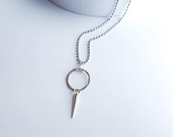 Guitar String Spike Pendant, Minimalist Silver Necklace, Guitar Jewelry Gift, Music Lover Necklace, Rock Concert Accessory, Band Merch