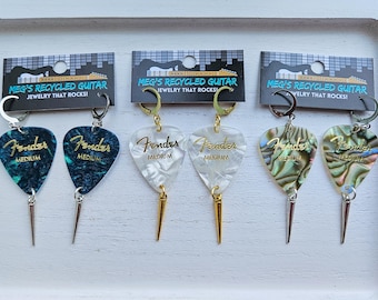 Guitar Pick Earrings with Spike, Concert Jewelry, Guitar Earrings, Music Lover Gift, Rocker Jewelry, Guitarist Gift, Musical Jewelry