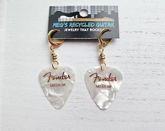 Gold Guitar Pick Earrings, Unique Music Jewelry, Music Lover Gift, Music Festival Earrings, Guitar Player Gift, Gift for Her