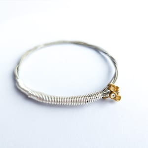 Recycled Guitar String Bracelet, Music Jewelry, Silver Bangle Bracelet, Guitar Player Bracelet, Music Festival Jewelry, Music Lover Gift