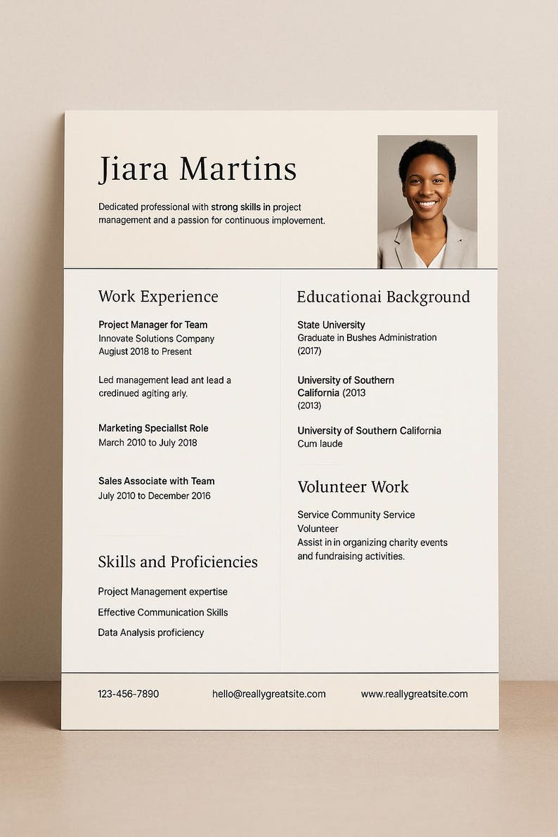 Modern Resume Template With Photo + Matching Cover Letter | Project ...