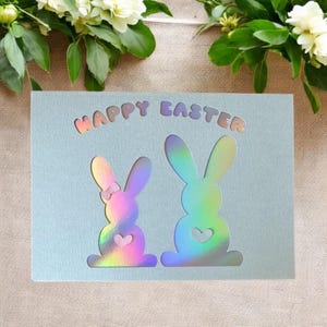 Frohe Ostern Hasenohren Karte 2er Pack | Nettes personalisiertes Ostergeschenk & Gruß für Häschenliebhaber