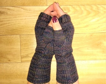 Guantes sin dedos de cachemira merino hechos a mano - Hilo Black Magic