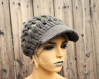 Sage Green Tones Slouchy with a Brim OSFM premade crochet newsboy handmade Green Slouch Crochet Newsboy Hat With Buttons Dreadlocks Hat  main image 3