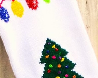 Made to order Christmas Stocking with tree, Christmas bulbs, limited edition