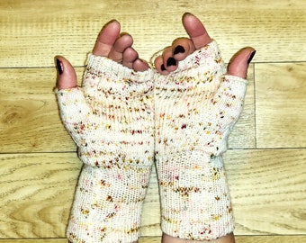 Fingerless Gloves, Wrist Warmers done in Luxurious Yarn from Blue Barn Fiber...Christmas Bouquet Colorway