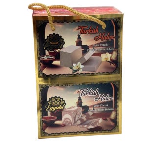 4-Pack Turkish Halva Gift Set – Assorted Flavors | Vanilla, Cocoa, Mixed Nuts & Original | Eyyubi Tahini Helva – 400g