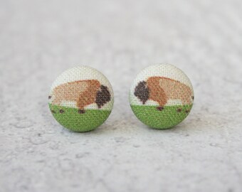 Buffalo Fabric Button Earrings