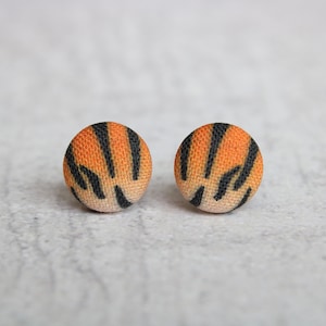 Tiger Fabric Button Earrings