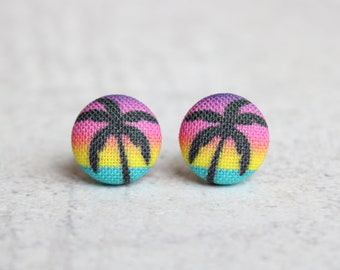 Vacation Fabric Button Earrings