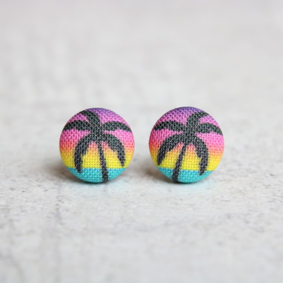 Vacation Fabric Button Earrings
