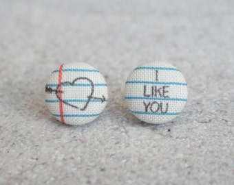 Love Note Fabric Button Earrings