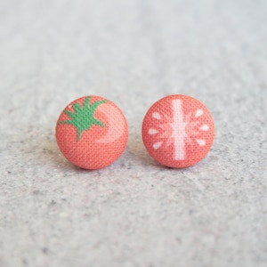 Tomato Fabric Button Earrings