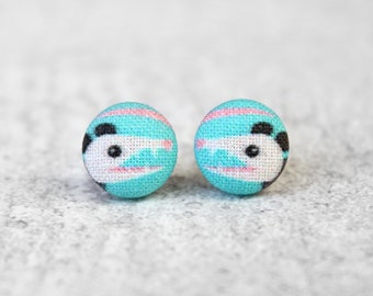 Possum Fabric Button Earrings