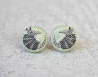 Armadillo Fabric Button Earrings