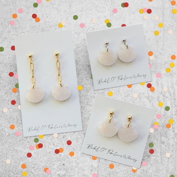 Shell Acrylic Charm Earrings Choose Your Style Etsy