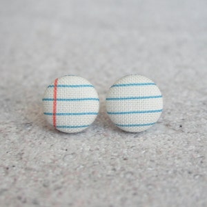 Notebook Fabric Button Earrings