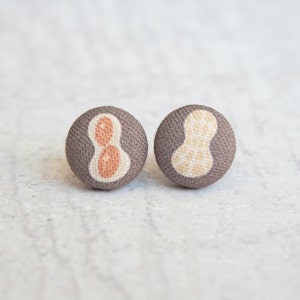 Peanut Fabric Button Earrings