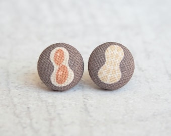 Peanut Fabric Button Earrings