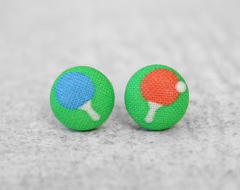 Table Tennis Fabric Button Earrings