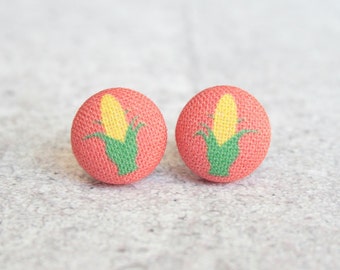 Corn Fabric Button Earrings