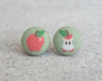 Apple Orchard Fabric Button Earrings