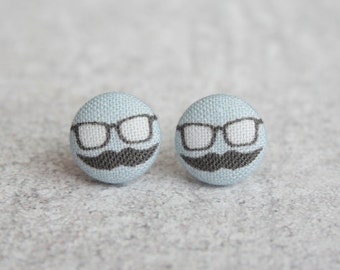 Nerd Fabric Button Earrings