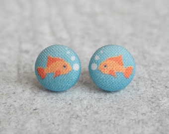 Goldfish Fabric Button Earrings