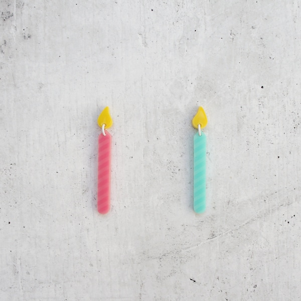 Happy Birthday Candle Dangle Earrings Laser Cut Acrylic