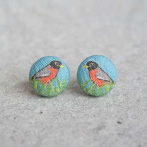 Robin Fabric Button Earrings