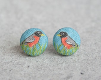 Robin Fabric Button Earrings