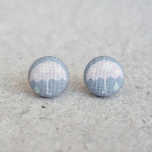 Rainy Day Fabric Button Earrings
