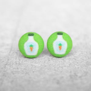 Ranch Fabric Button Earrings Hypoallergenic Titanium Posts