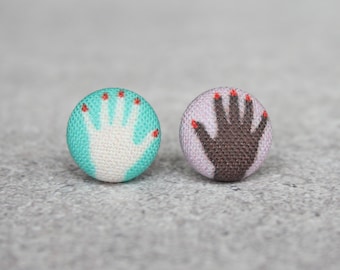 Sisters Fabric Button Earrings