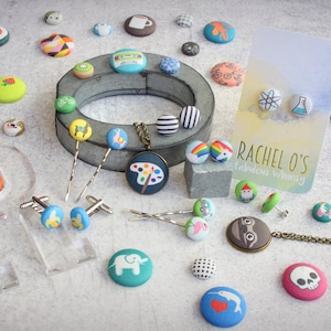 Waffle Fabric Button Earrings image 10