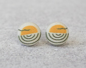 Seaside Sunset Fabric Button Earrings
