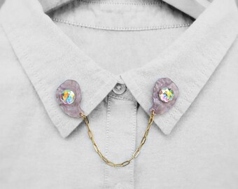 Sparkly Oyster Sweater Pins/Collar Pins