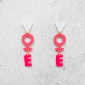 Feminist VOTE Acrylic Dangle Earrings