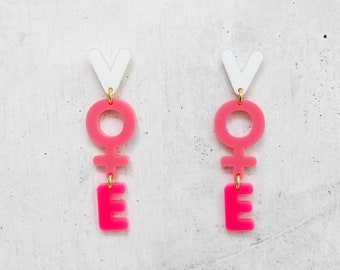 Feminist VOTE Acrylic Dangle Earrings