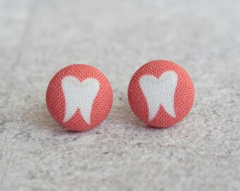 Wisdom Teeth Fabric Button Earrings