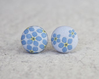 Forget Me Not Fabric Button Earrings