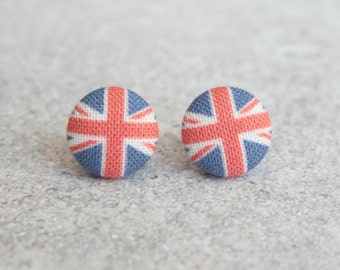 Union Jack Fabric Button Earrings