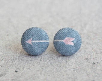 Arrow Fabric Button Earrings