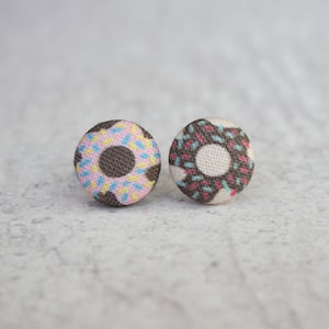 Donut Fabric Button Earrings