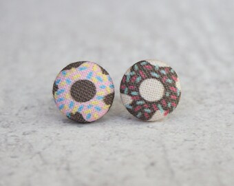 Donut Fabric Button Earrings