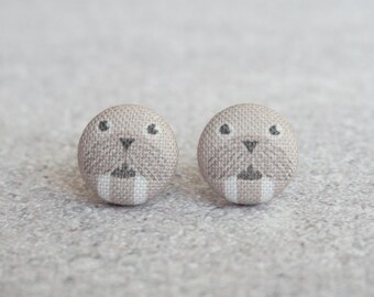 Walrus Fabric Button Earrings